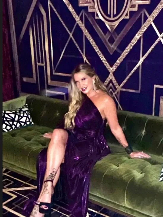 Bronx and Banco Purple Florence Gown in size medium one shoulder . - Picture 5 of 12